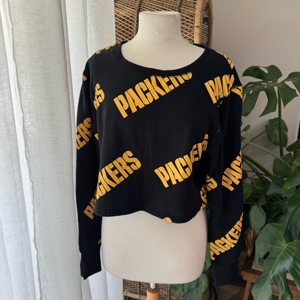 Black and Yellow Packers‎ Sweatshirt Crop long sleeve Green Bay NFL